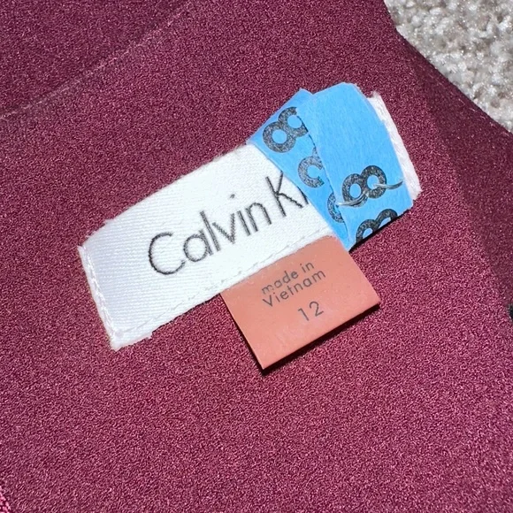 Calvin Klein Sleeveless Scuba Crepe Sheath Dress, Deep Burgundy, Size 12 - Picture 5 of 12